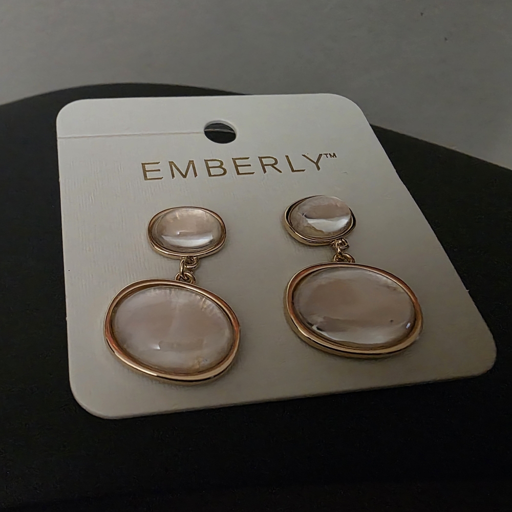 Gold and Cream Drop Earrings